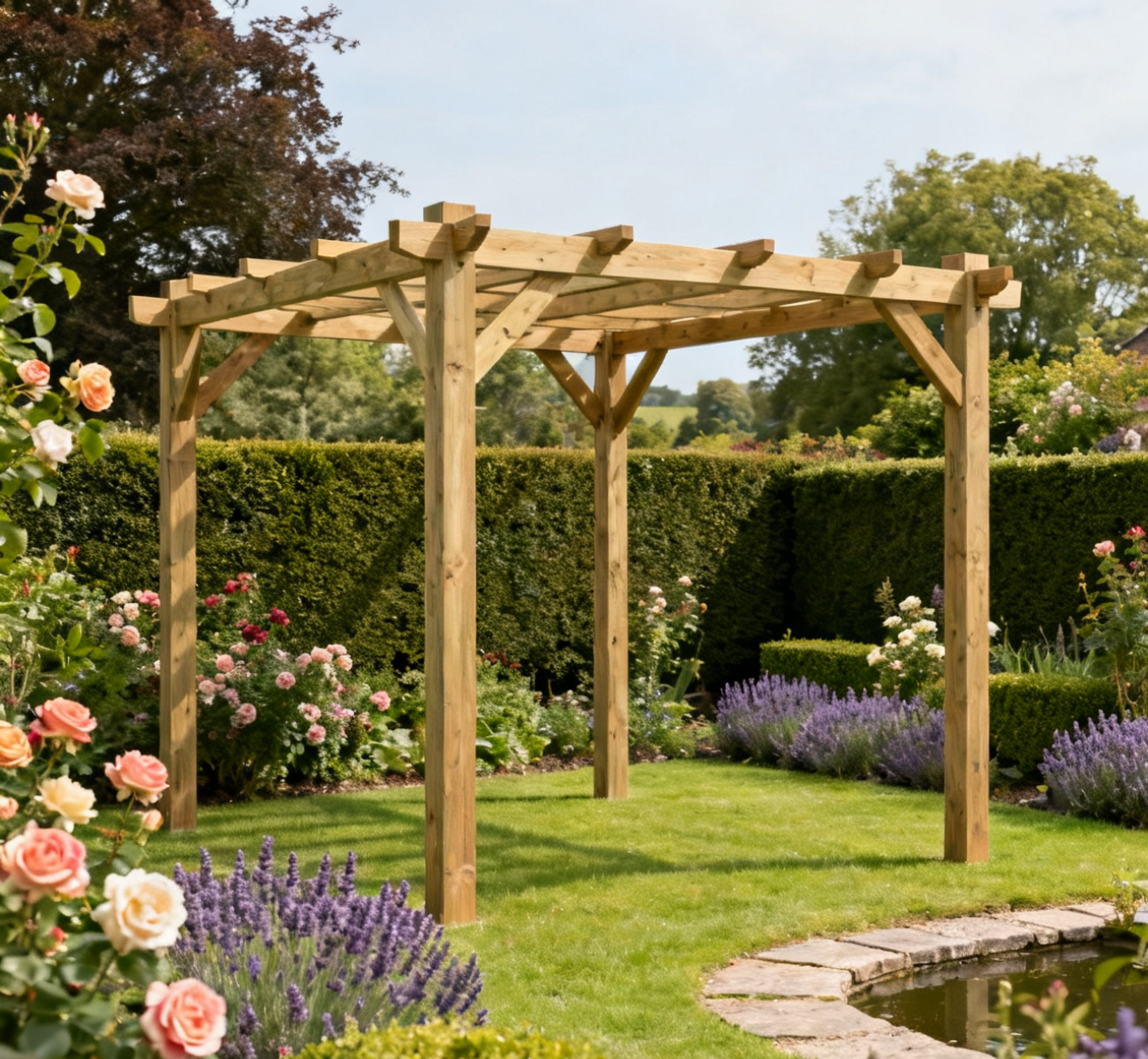 Pressure Treated Timber Pergola Kit | 2m x 2m | Self Assembly | UK Delivery | Serendipity Woodcraft