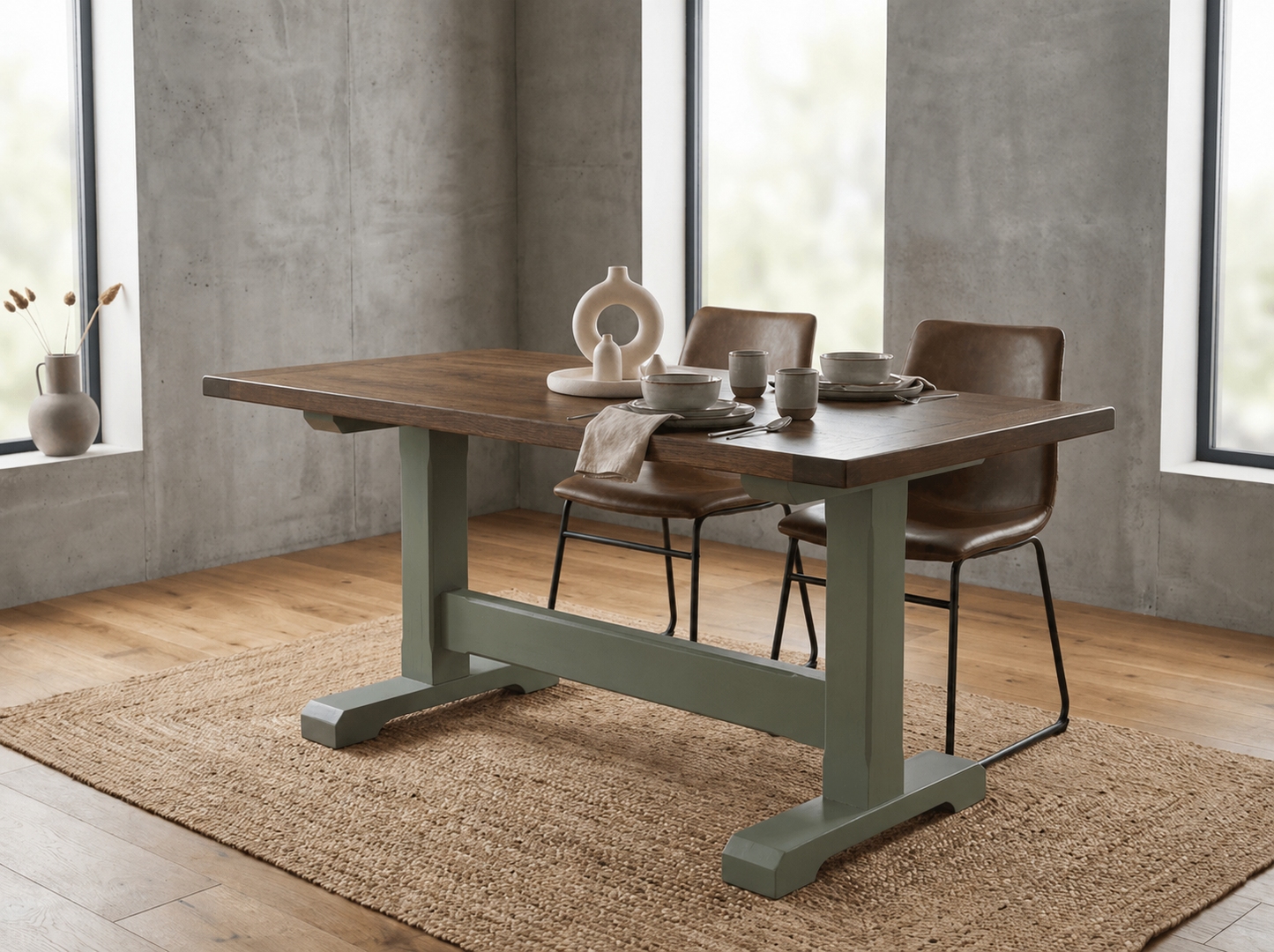 Pedestal Rustic Dining Table