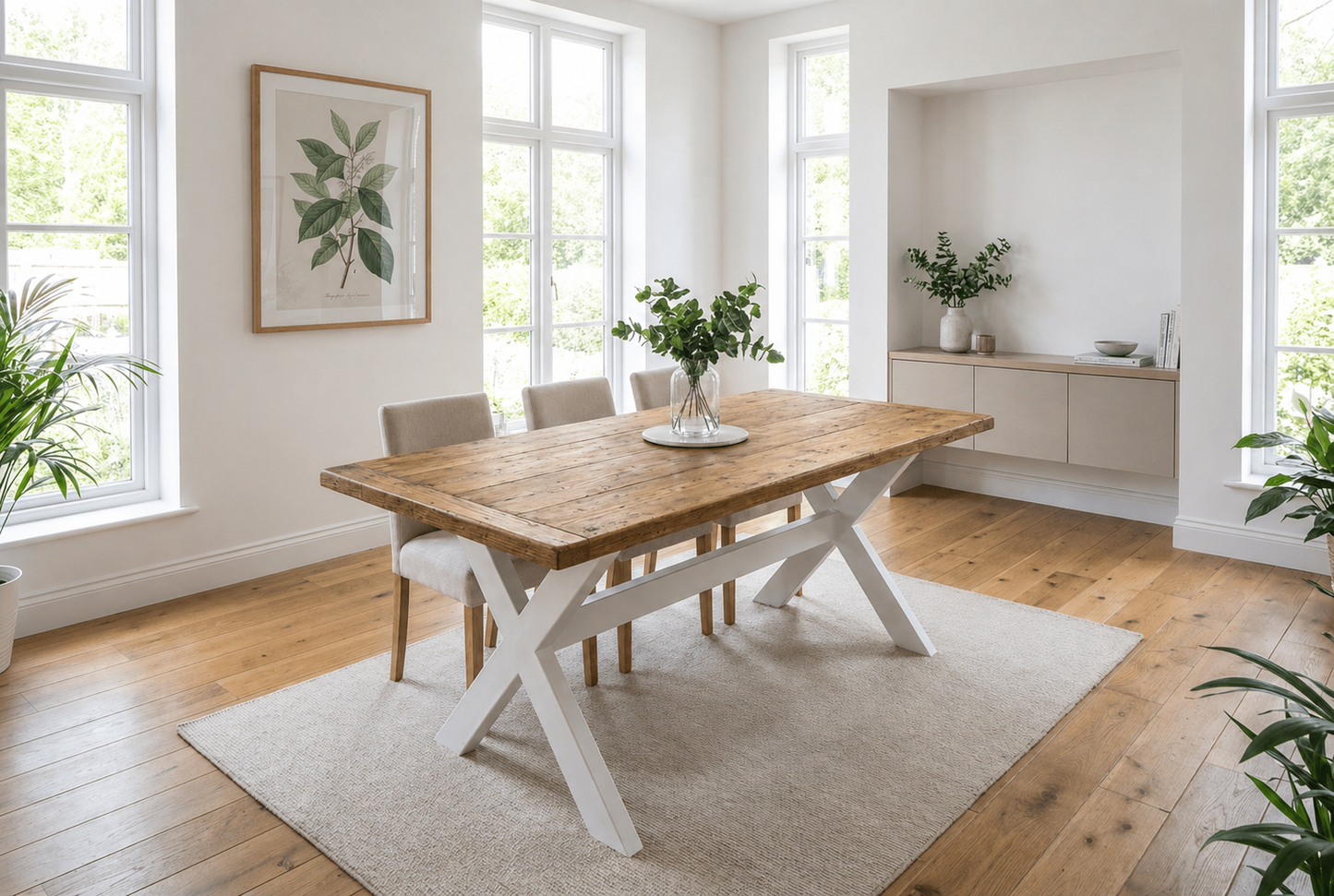 X Frame Rustic Dining Table