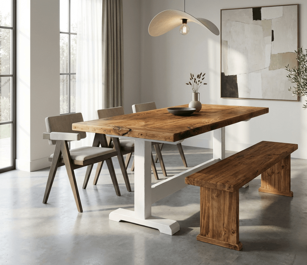Pedestal Rustic Dining Table