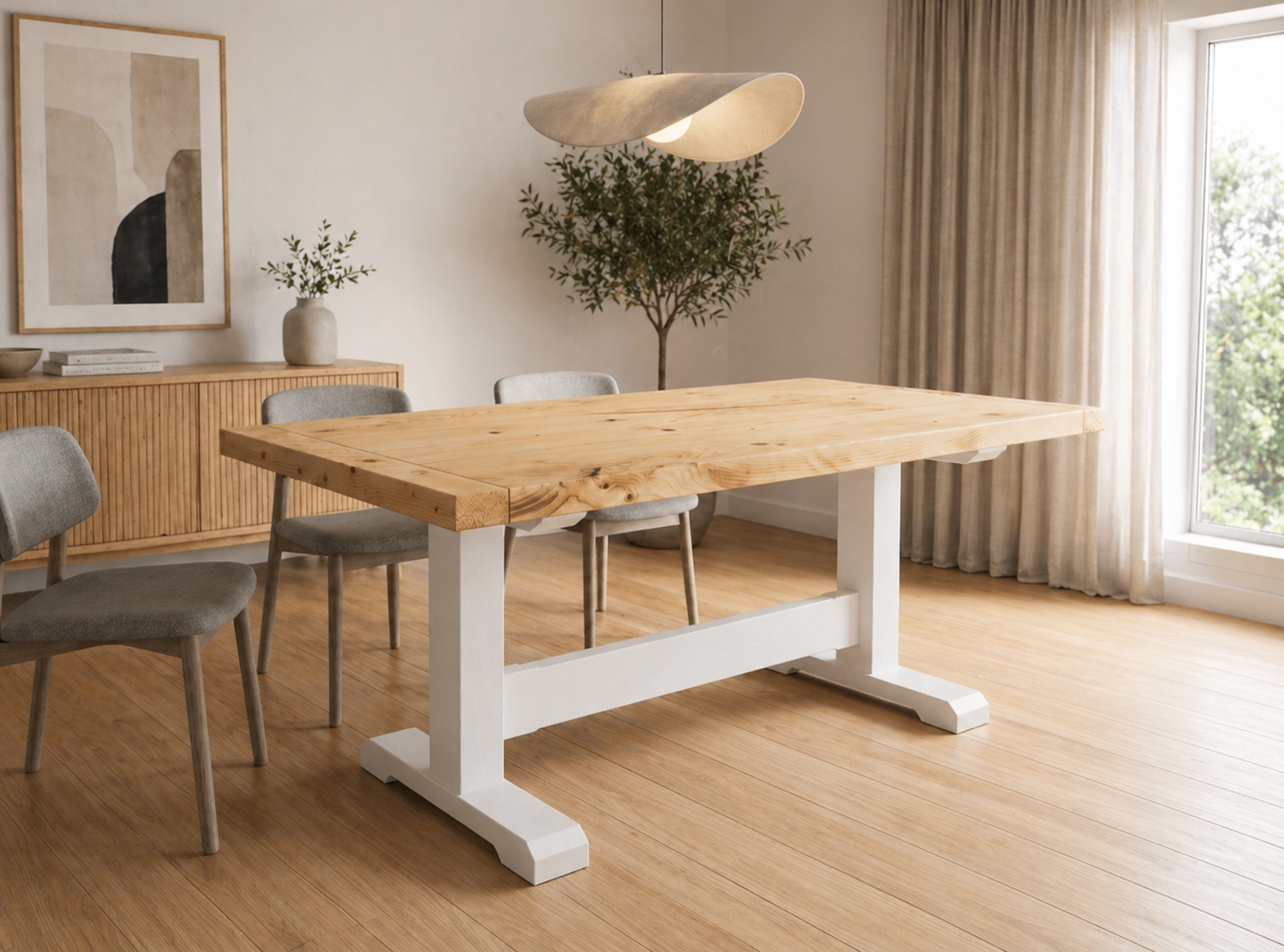 Pedestal Rustic Dining Table