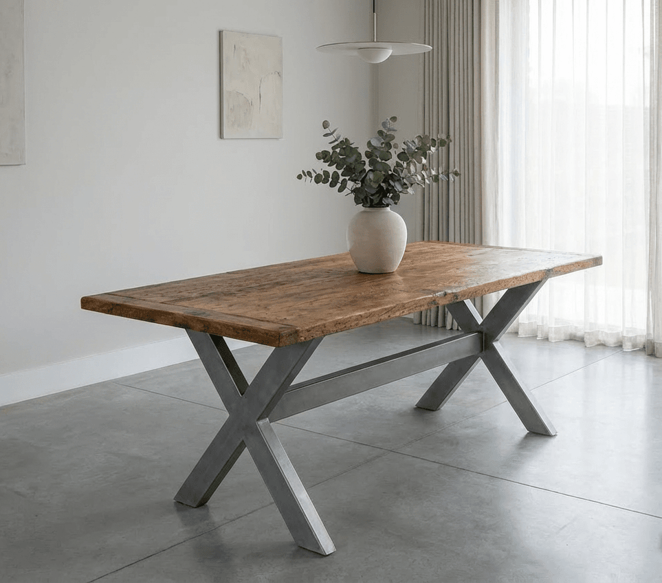 X Frame Rustic Dining Table