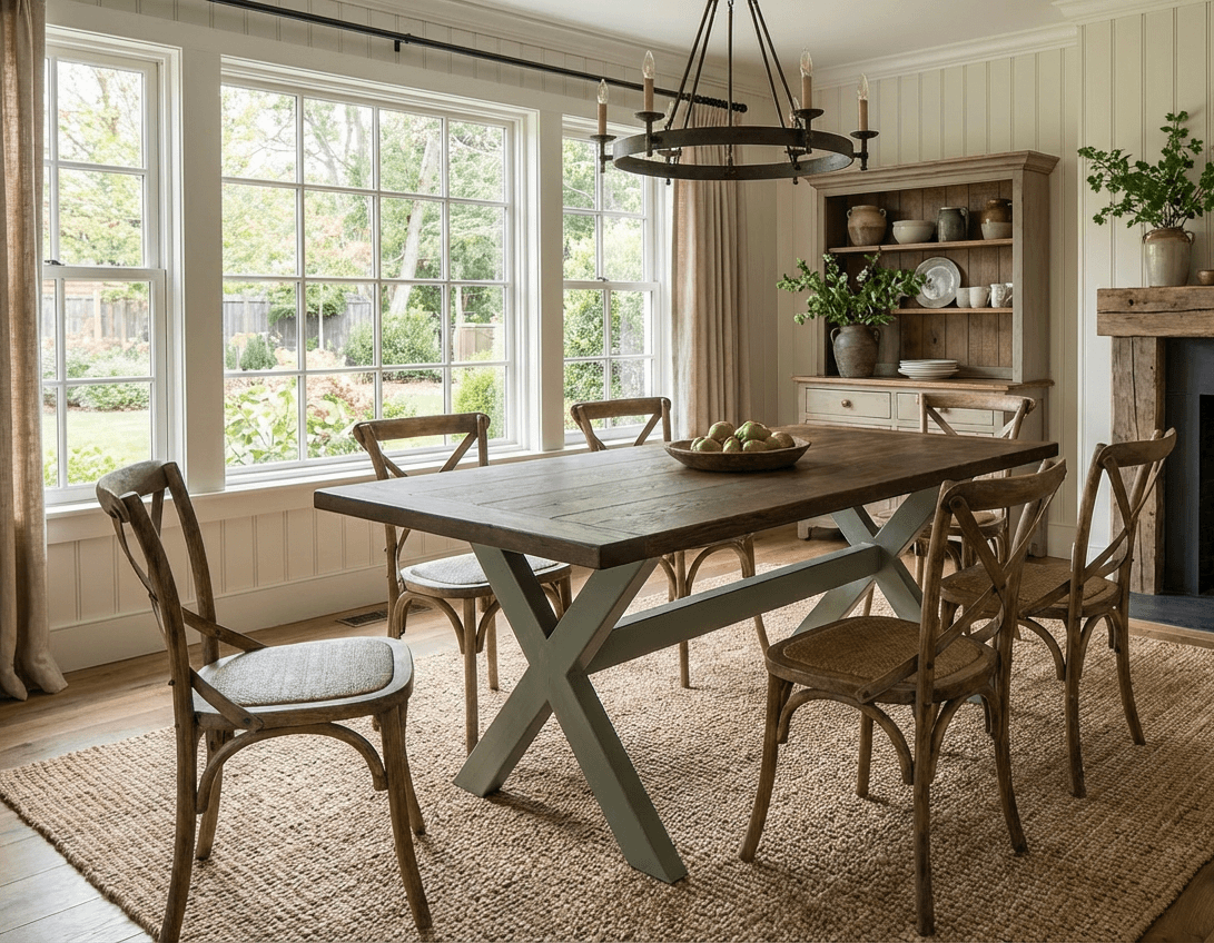 X Frame Rustic Dining Table