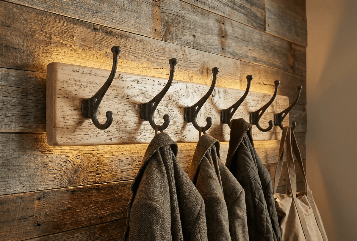 Rustic Timber Coat Hooks