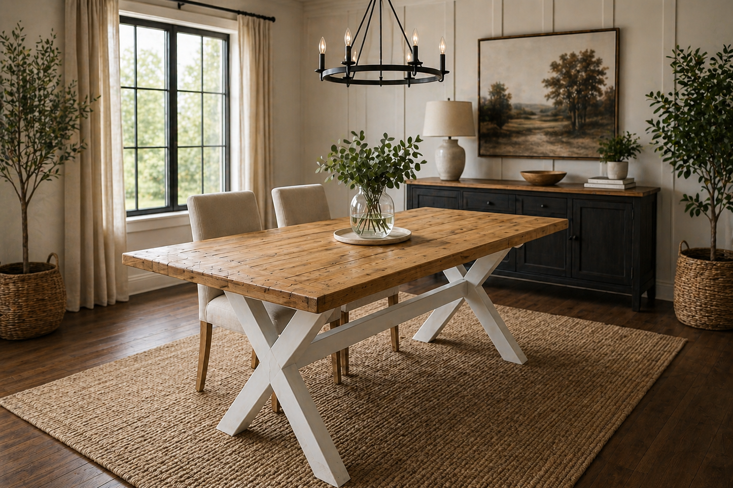 X Frame Rustic Dining Table