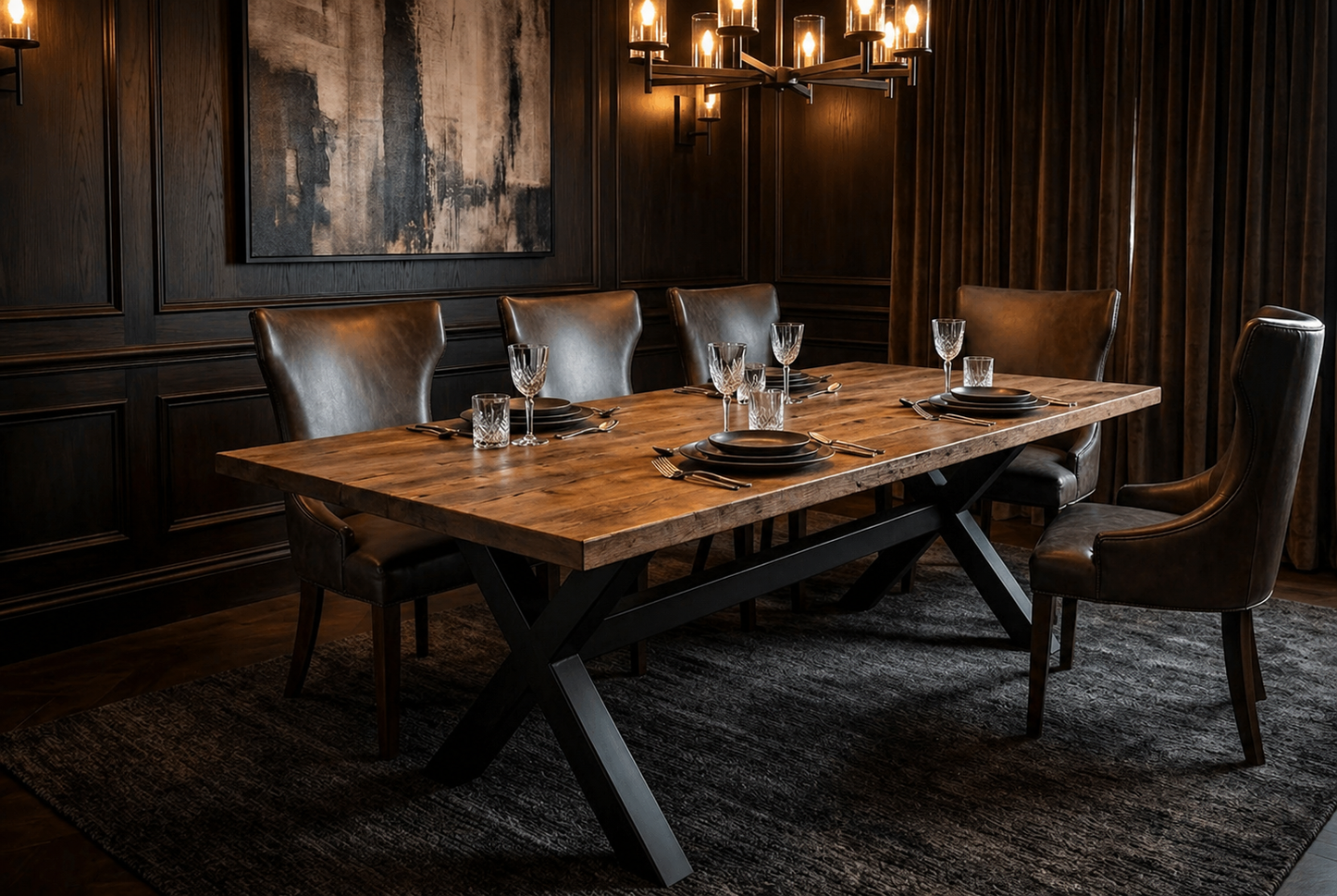 X Frame Rustic Dining Table
