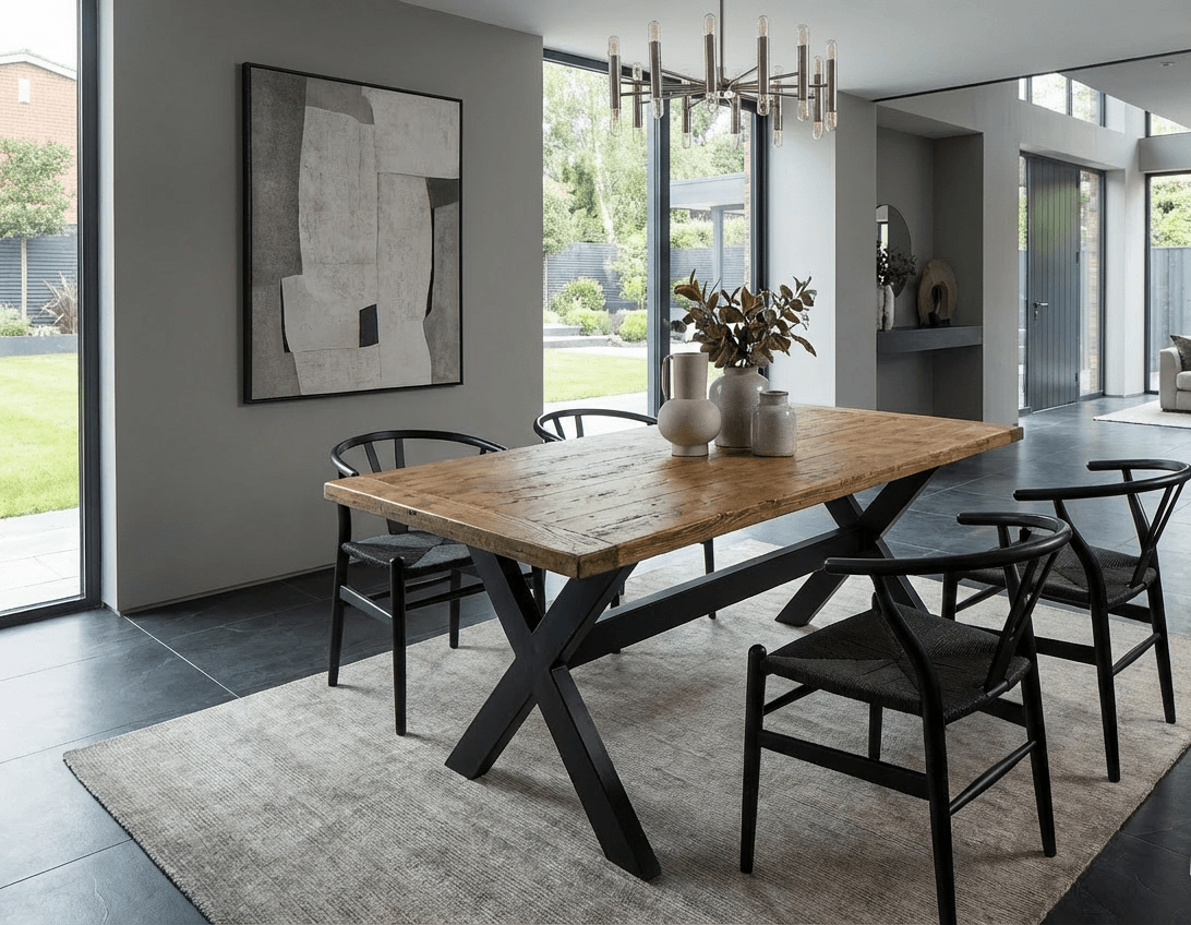 X Frame Rustic Dining Table