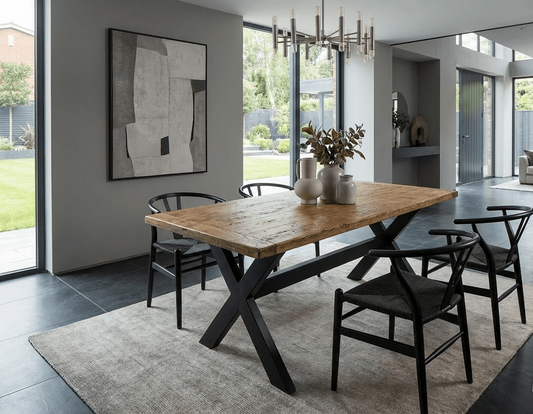 X Frame Rustic Dining Table